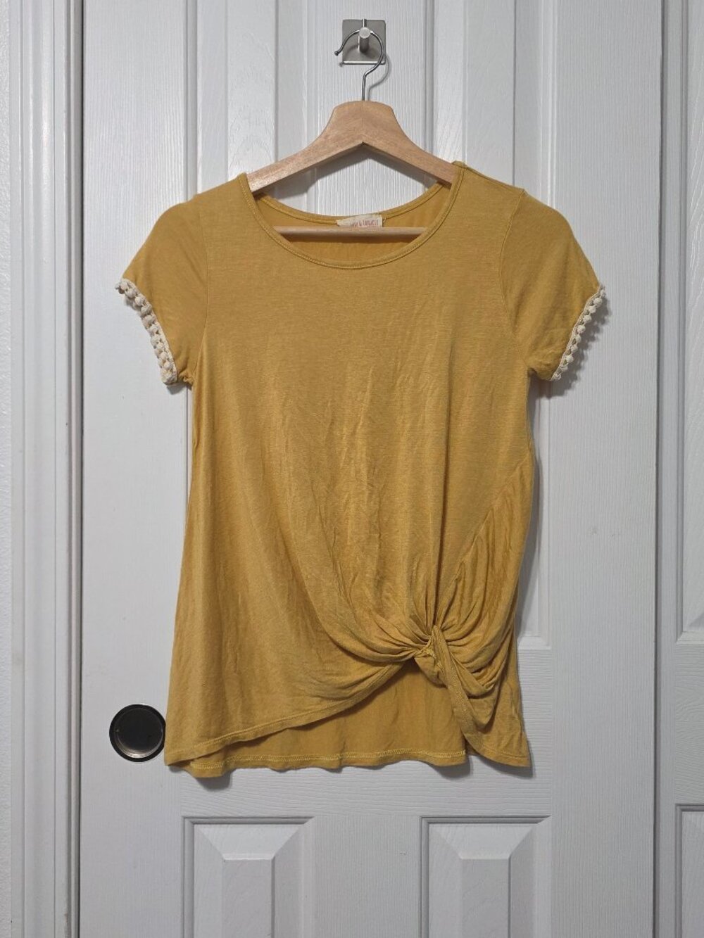 Women's Mustard Yellow Tie Top, Small